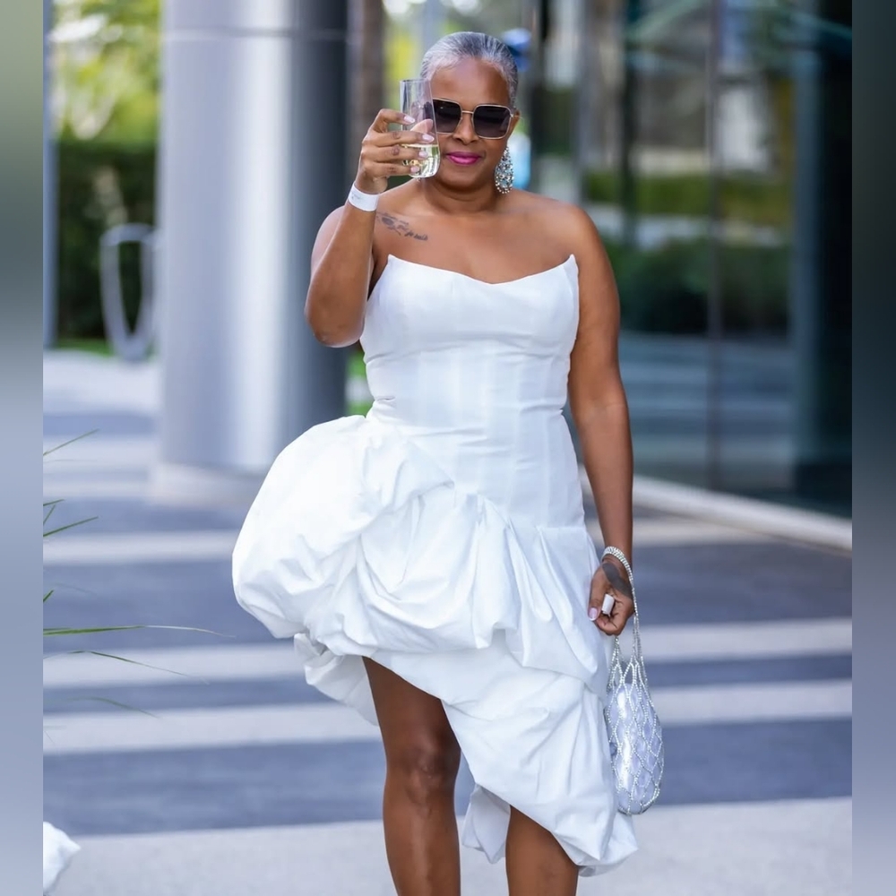 Hanifa White Asymmetrical Dress - Picture 3 of 3